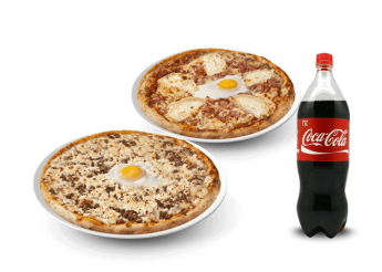 2 Pizzas moyenne au choix 
+ 1 Maxi coca cola 1.5l.