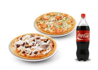 2 Pizzas grande au choix 
+ 1 Maxi coca cola 1.5l.